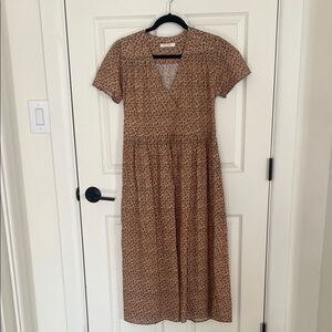 Christy Dawn Tan Floral Midi Dress